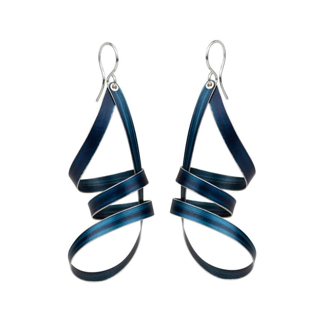 LP21 Long loopy twisted ribbon drop earrings