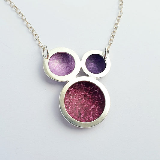 SL26 Berry, mauve and purple triple circle pendant