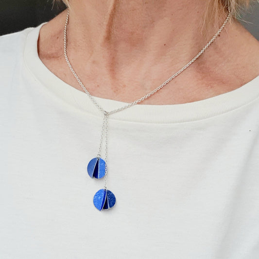 SL24 Royal blue and indigo double folded ovals pendant
