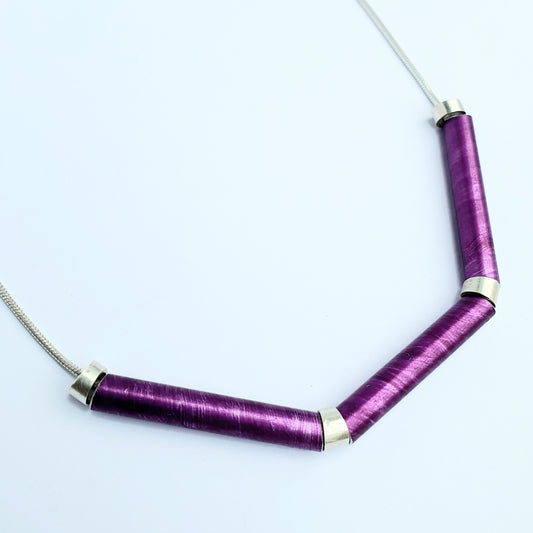 SL29 Purple tube and silver necklace
