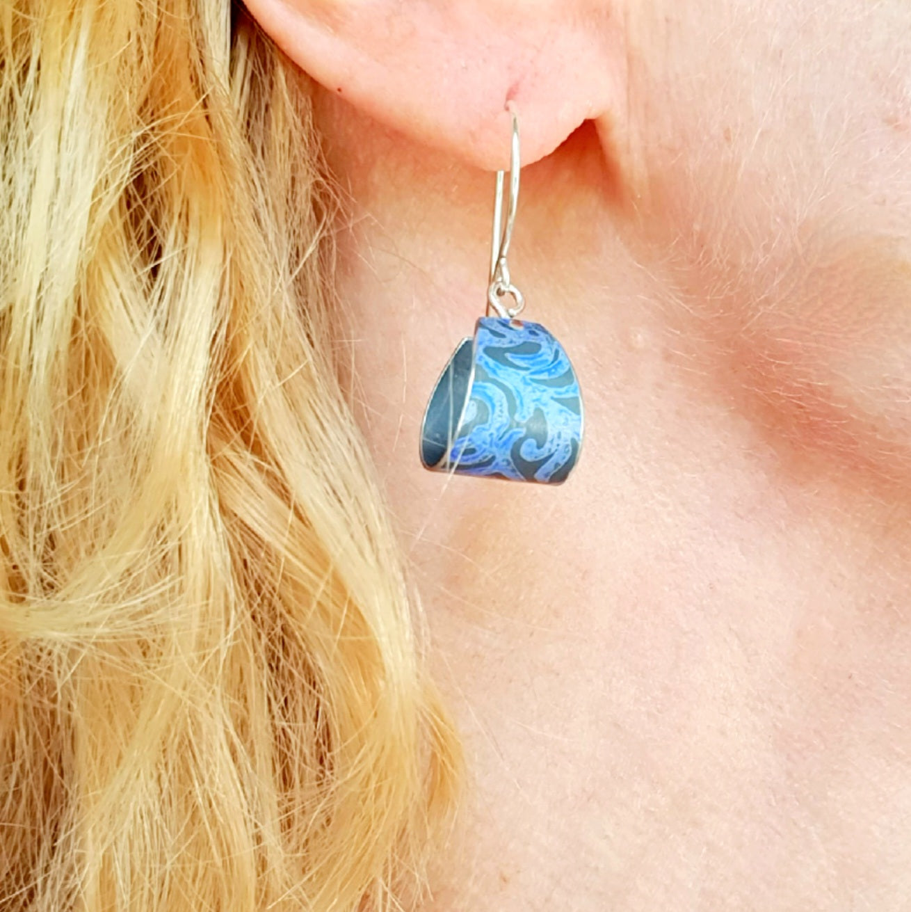 SL2 Blue Alyssa print hoop drop earrings