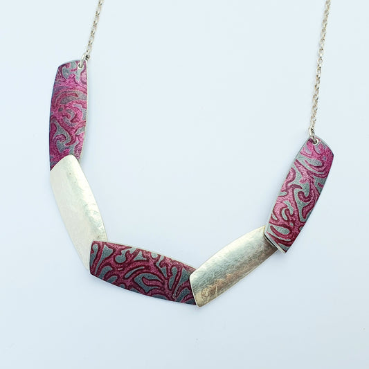 SL31 Berry Alyssa and silver rectangles necklace