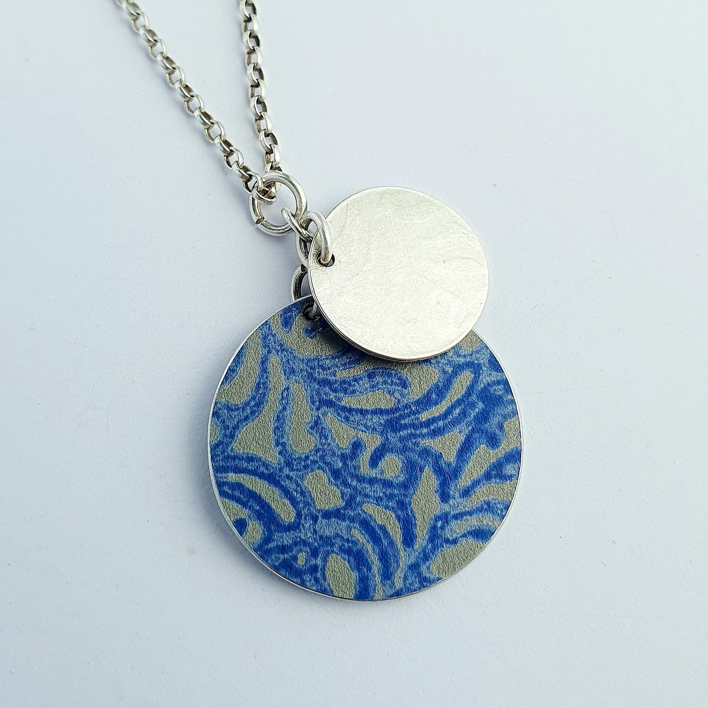 SL23 Silver and indigo Alyssa double disc pendant