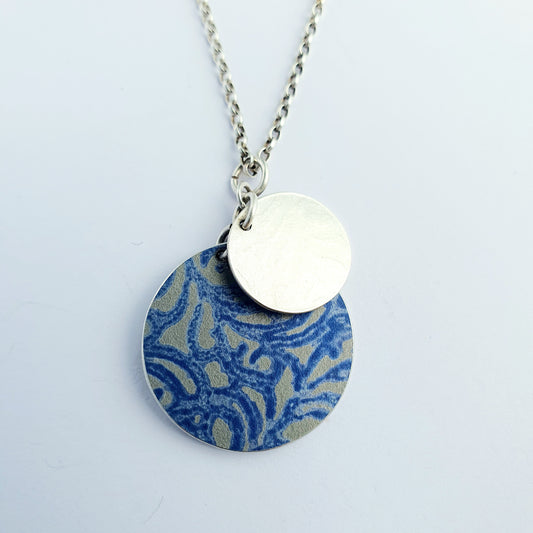 SL23 Silver and indigo Alyssa double disc pendant