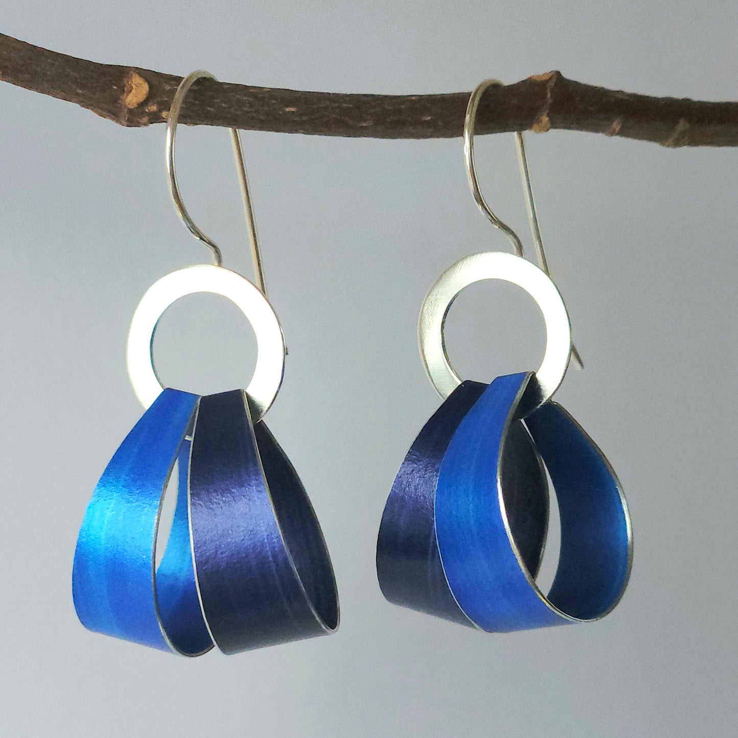 LP8 Silver hoop and double loop drop earrings