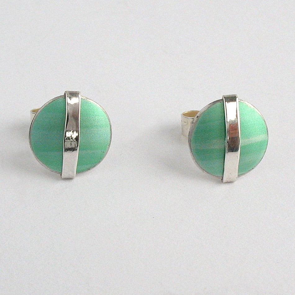 LN4 Dome stud earrings with silver line