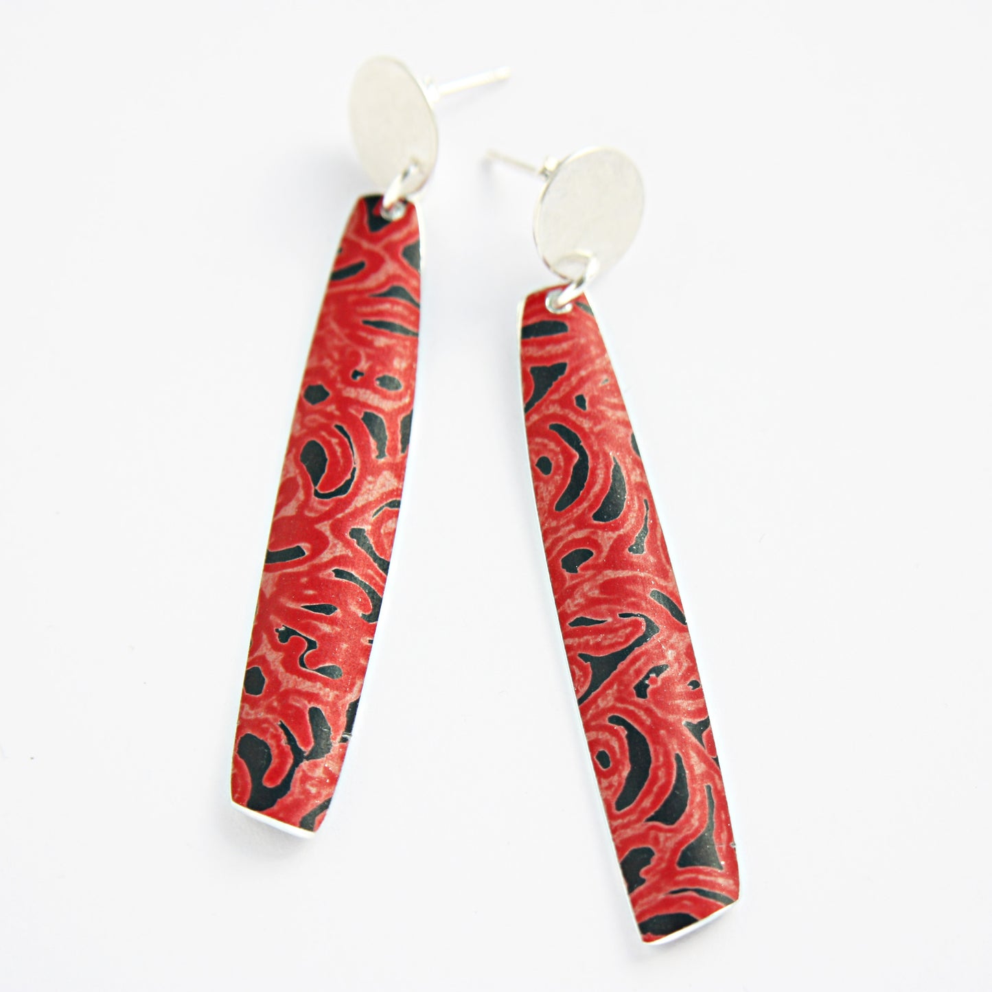 AL6 Oxidised Silver Studs And Tapered Aluminium Drops