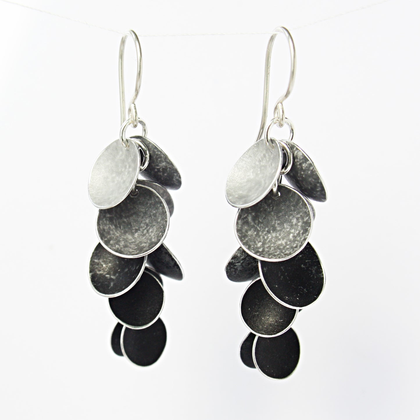 CD25 Ten concave disc cluster drop earrings