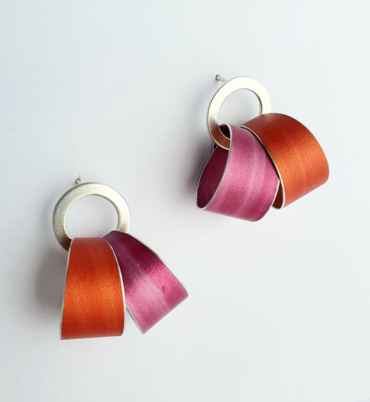 LP17 Silver hoop stud earrings with double loops