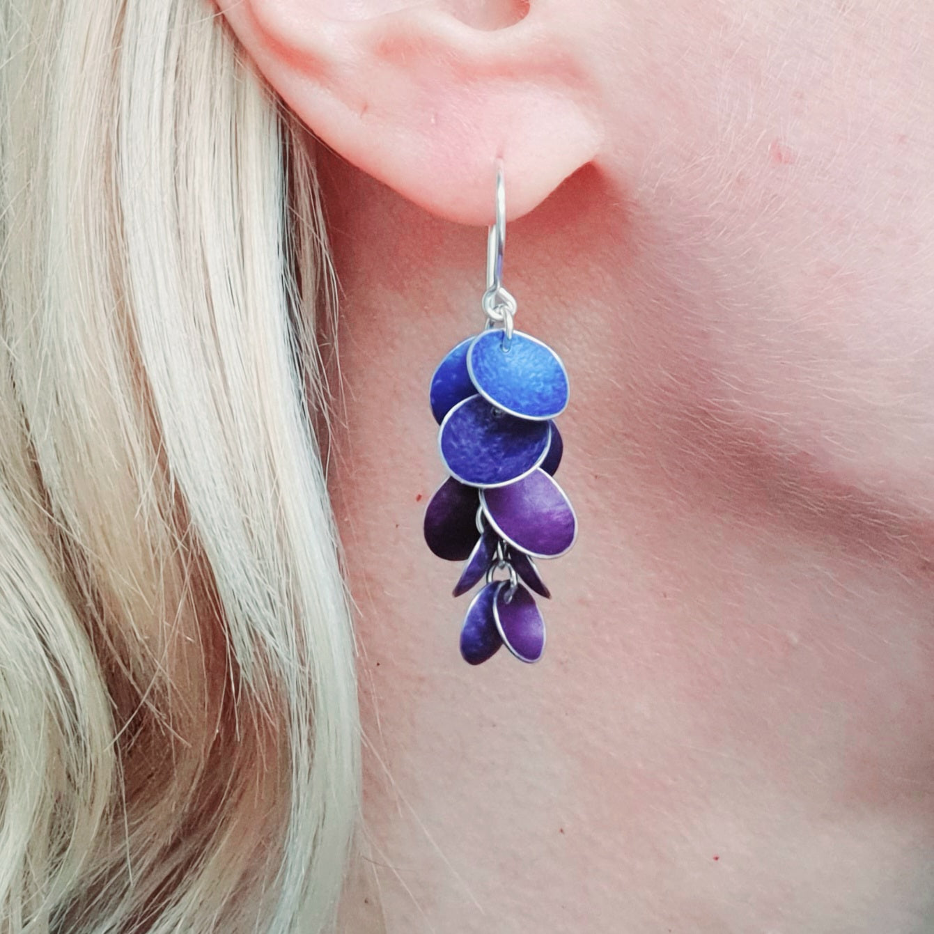 CD25 Ten concave disc cluster drop earrings