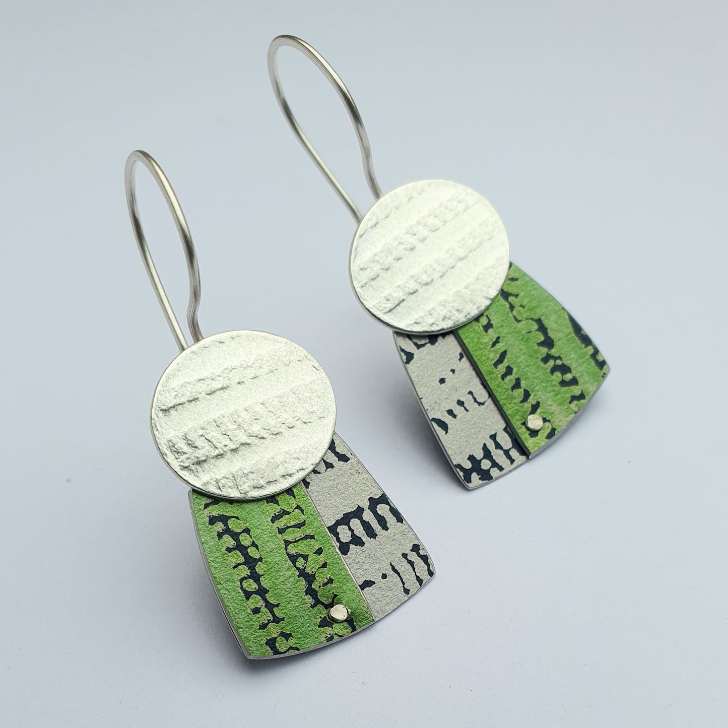 TX4 Silver Disc And Square Drop Earrings