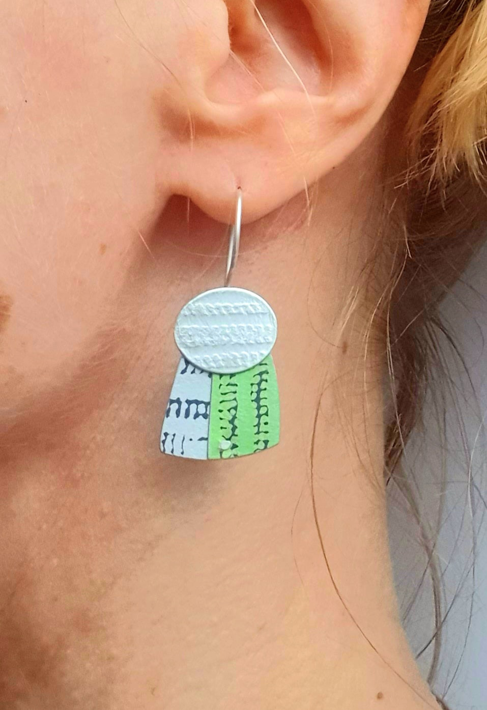 TX4 Silver Disc And Square Drop Earrings