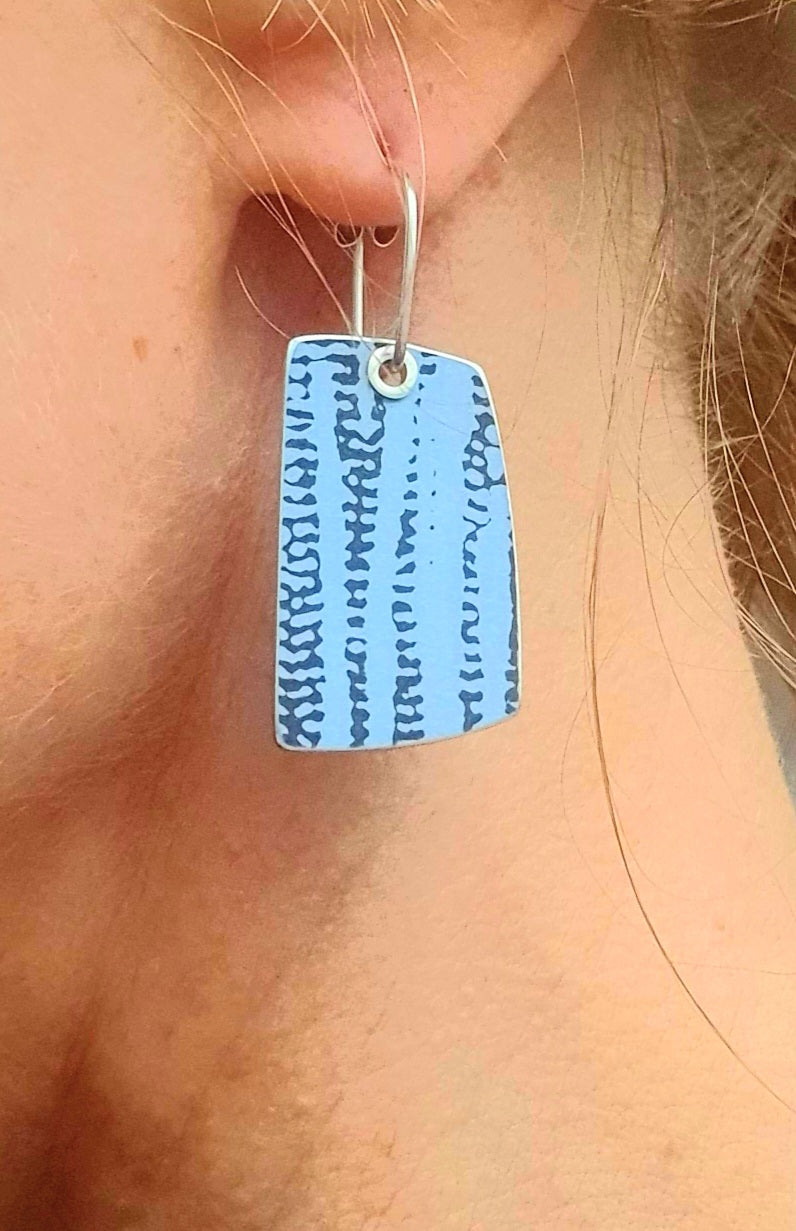 TX15 Single Tube Riveted Rectangular Drop Earrings