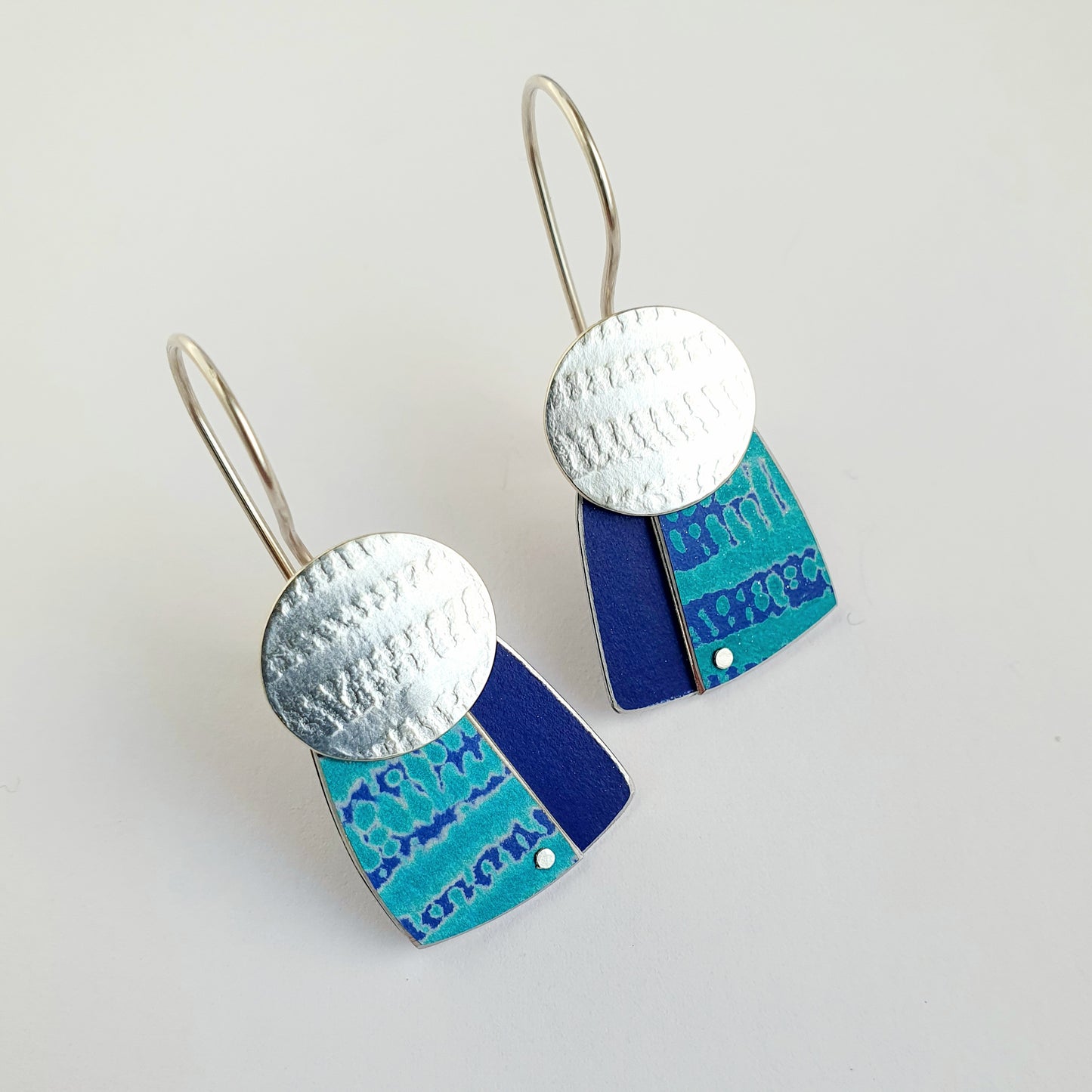 TX4 Silver Disc And Square Drop Earrings