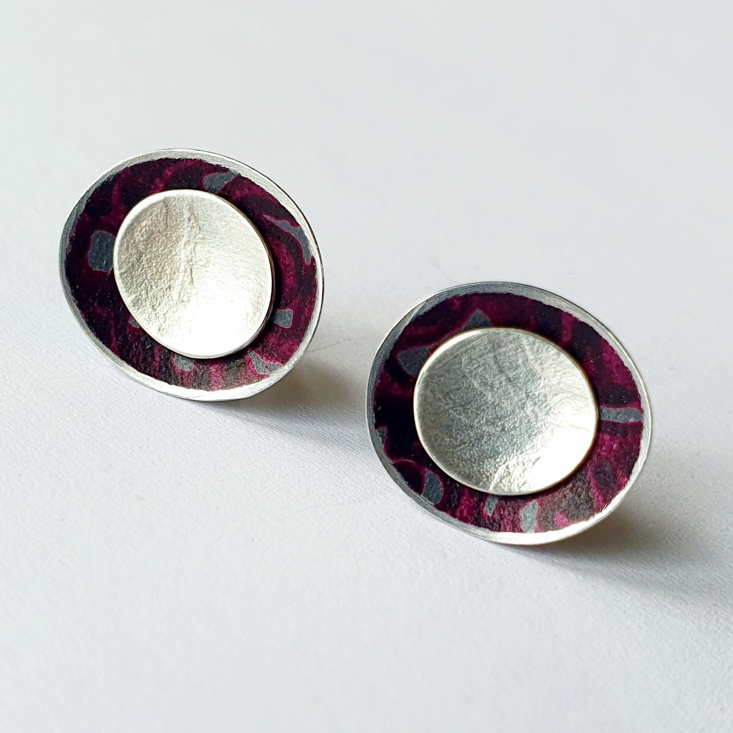AL14 Double Oval Concave Stud Earrings