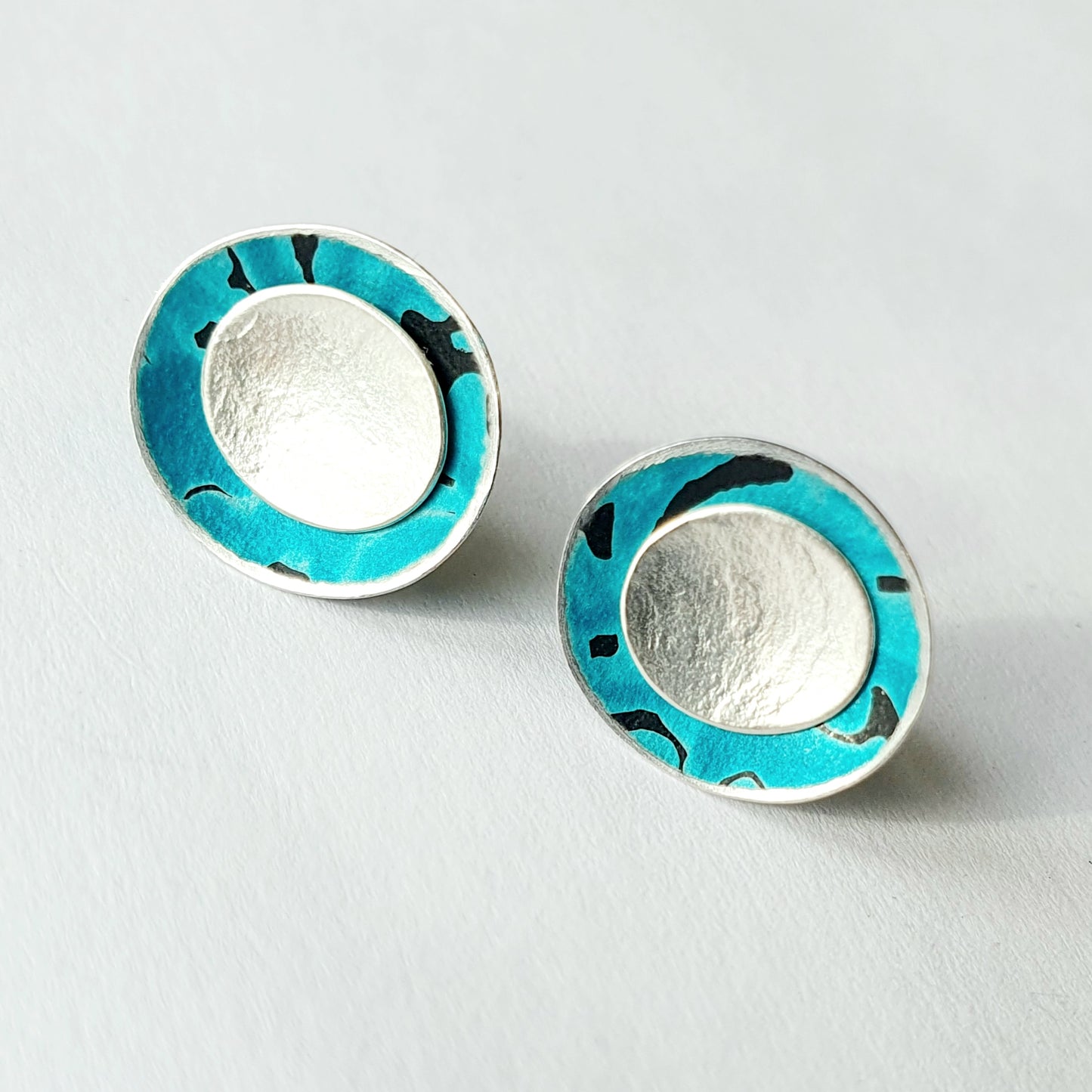 AL14 Double Oval Concave Stud Earrings