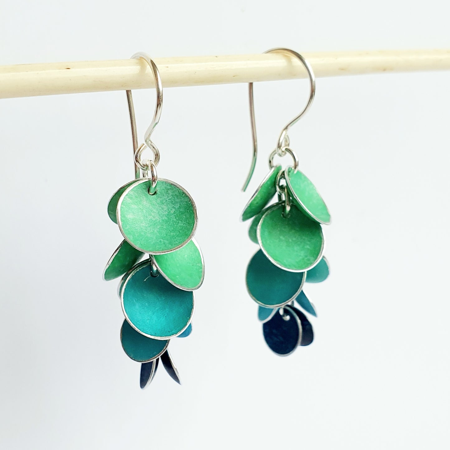 CD25 Ten concave disc cluster drop earrings