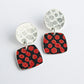 TS12 Silver Disc Stud And Spot Print Square Drop Earrings