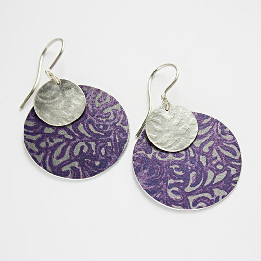 AL22 Silver And Aluminium Disc Drop Earrings