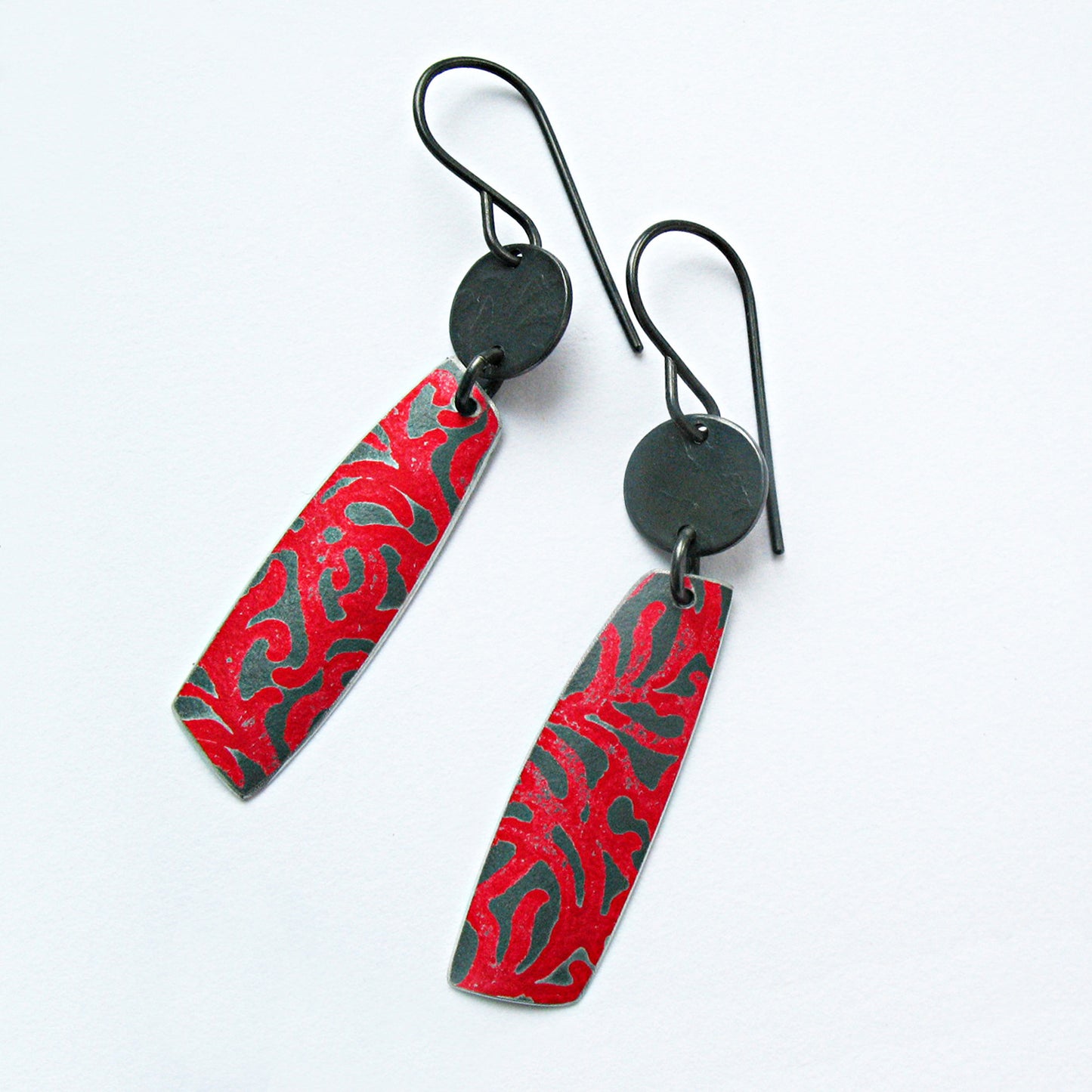 AL8 Drop Earrings In Textured Silver and Anodised Aluminium