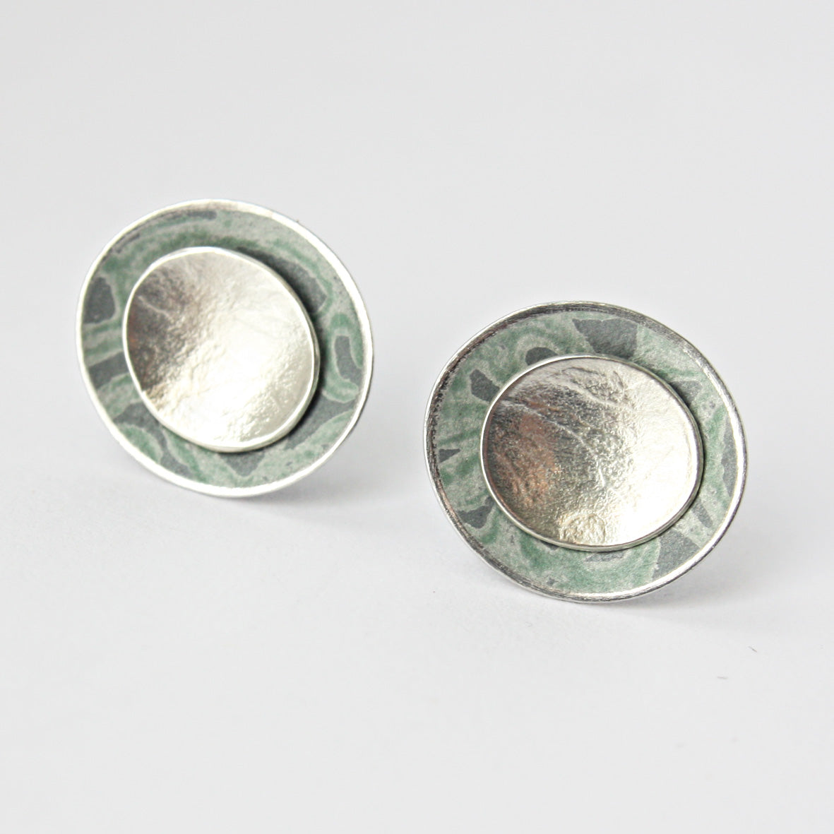 AL14 Double Oval Concave Stud Earrings