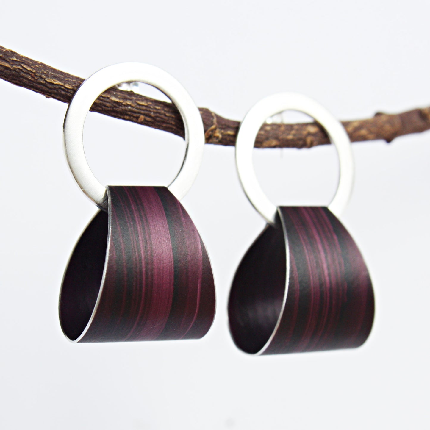 LP3 Silver Hoop Stud Earrings With Medium Cuff