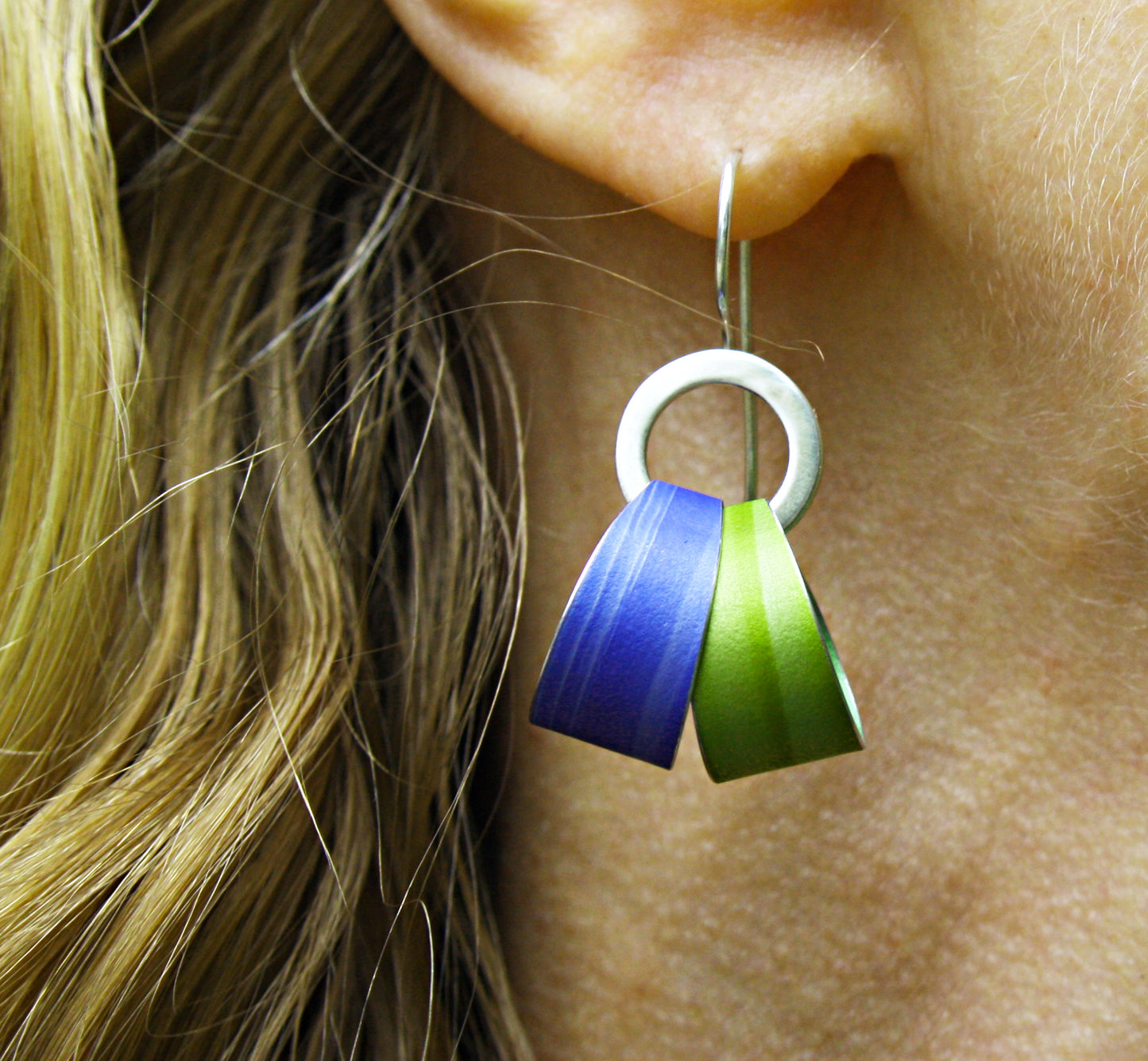 LP8 Silver hoop and double loop drop earrings