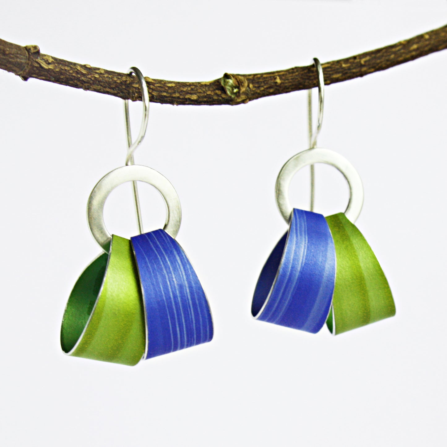 LP8 Silver hoop and double loop drop earrings