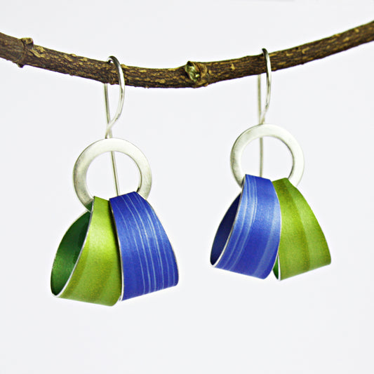 LP8 Silver hoop and double loop drop earrings