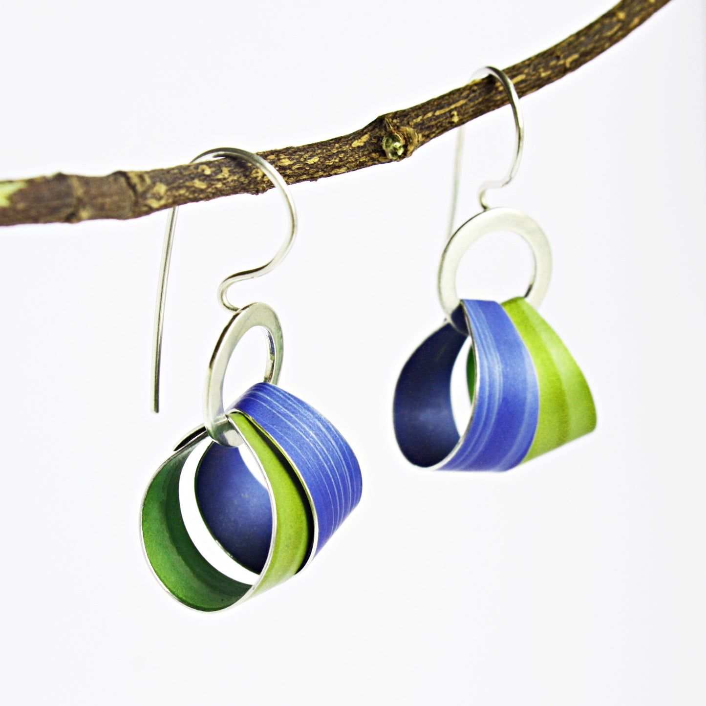 LP8 Silver hoop and double loop drop earrings