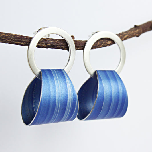 LP3 Silver Hoop Stud Earrings With Medium Cuff