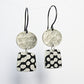 TS20 Silver Disc And Spot Print Square Drop Earrings