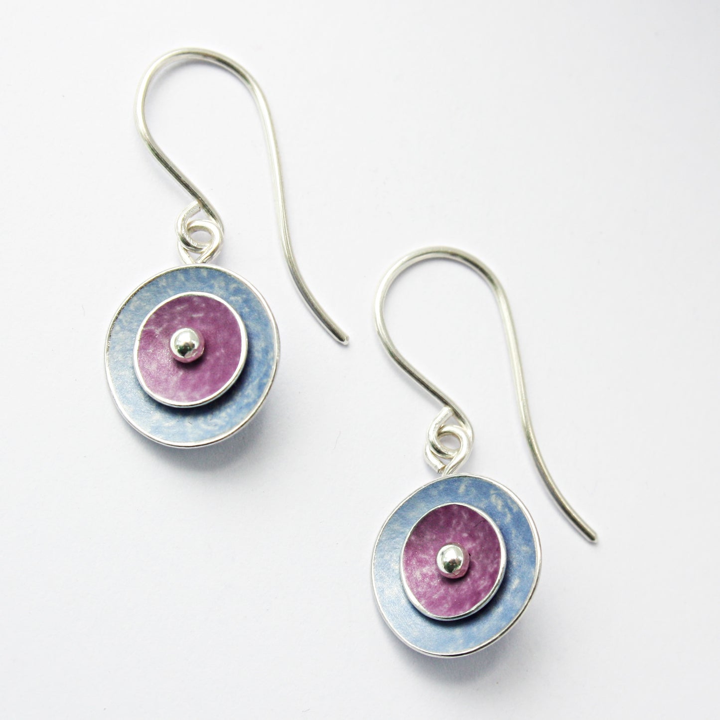 CD2 Drop earrings with double concave discs in 2 colours