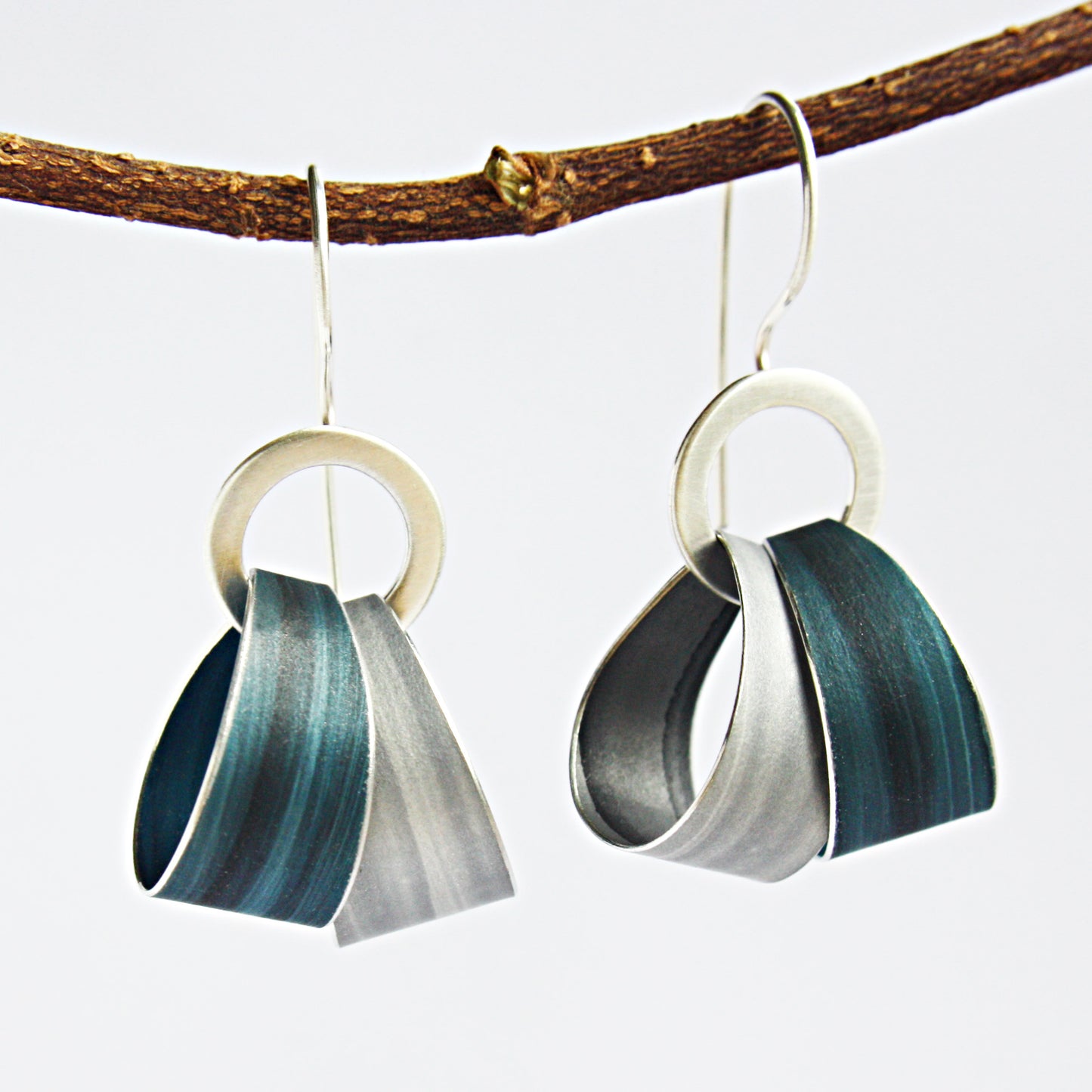 LP8 Silver hoop and double loop drop earrings