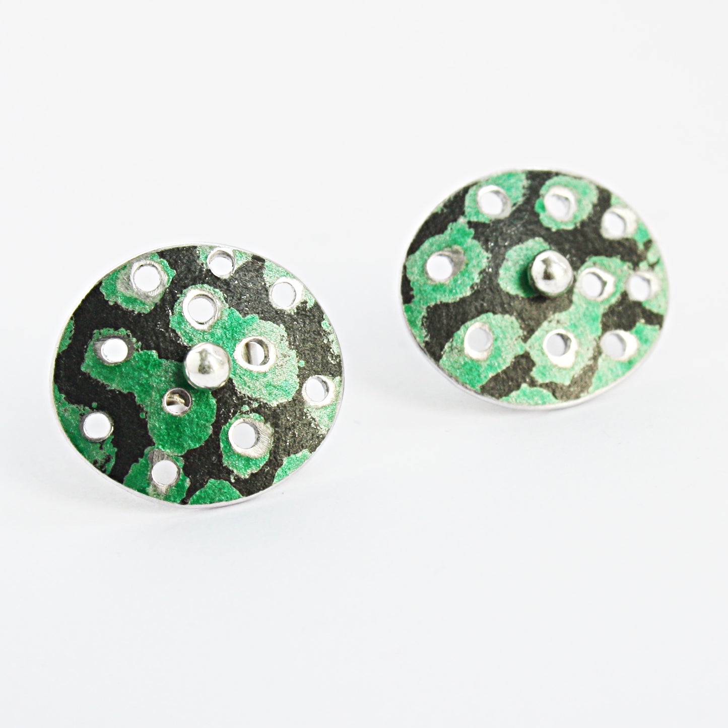 TS10 Perforated disc stud earrings