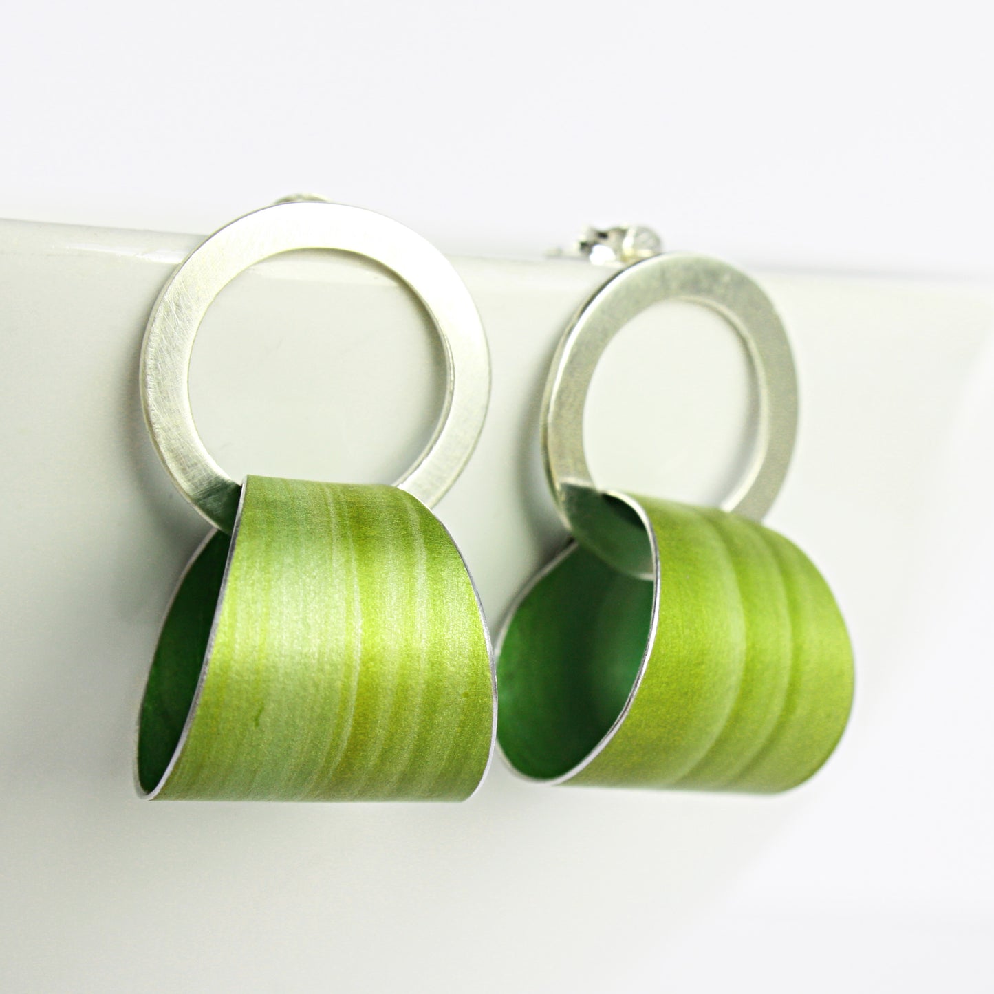 LP3 Silver Hoop Stud Earrings With Medium Cuff