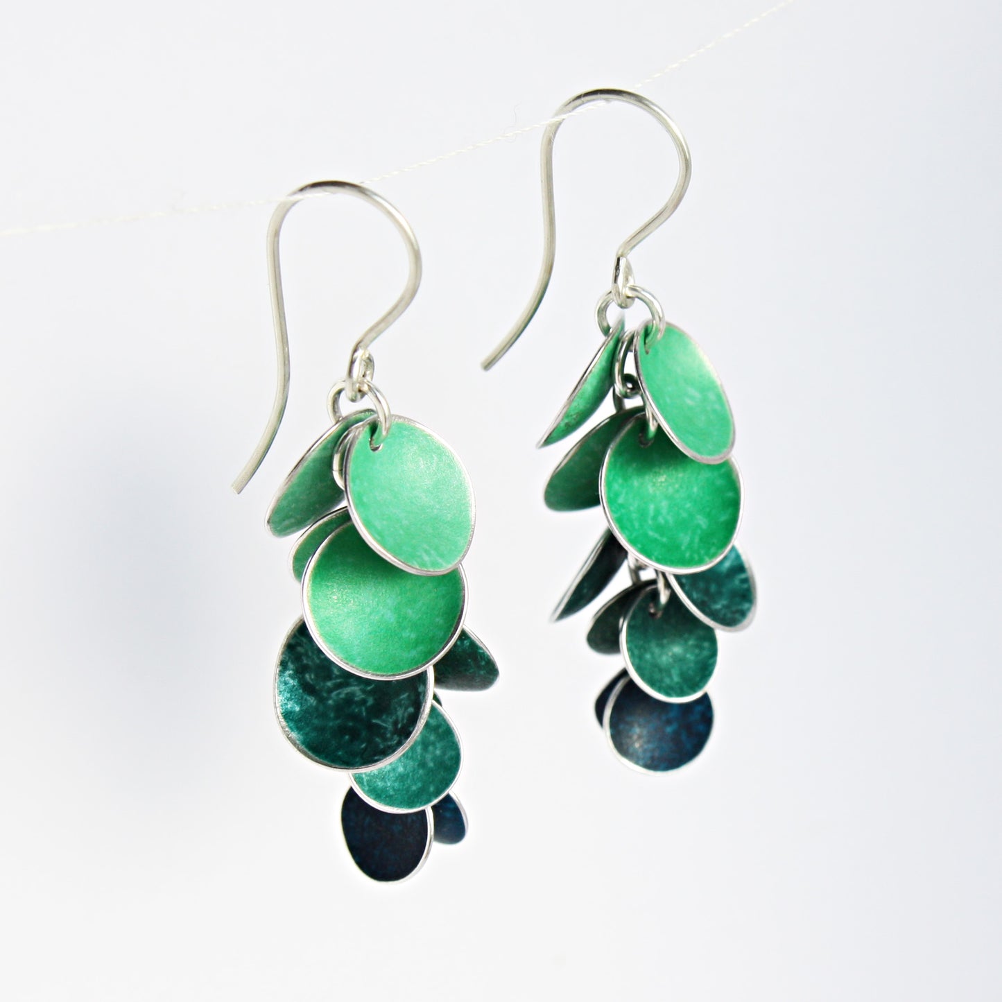 CD25 Ten concave disc cluster drop earrings