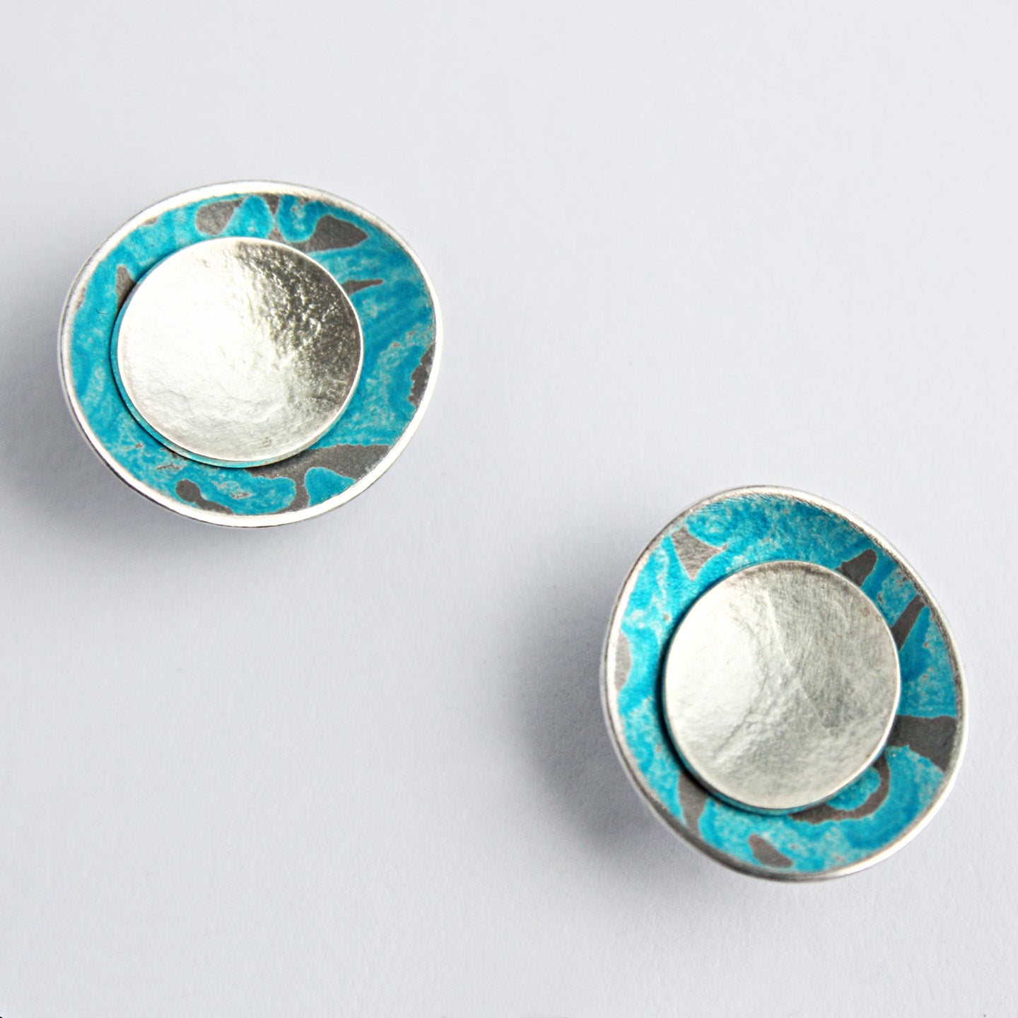 AL14 Double Oval Concave Stud Earrings