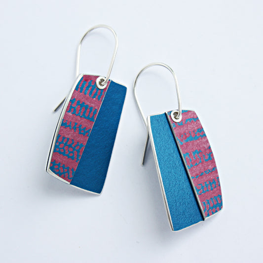 TX12 Double Layer Tube Riveted Rectangular Drop Earrings