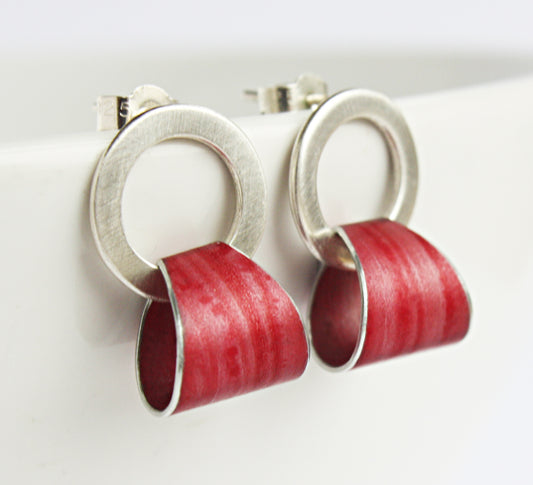 LP1 Silver Hoop Stud Earrings With Little Cuff