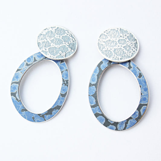 TS23 Textured Silver Stud Earrings With Spot Hoop Drops