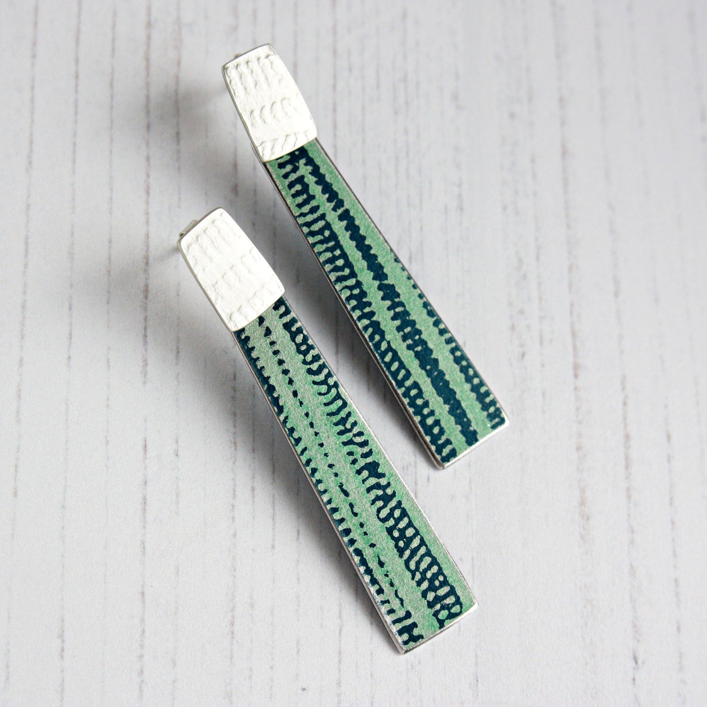 TX7 Rectangular Stud And Strip Drop Earrings