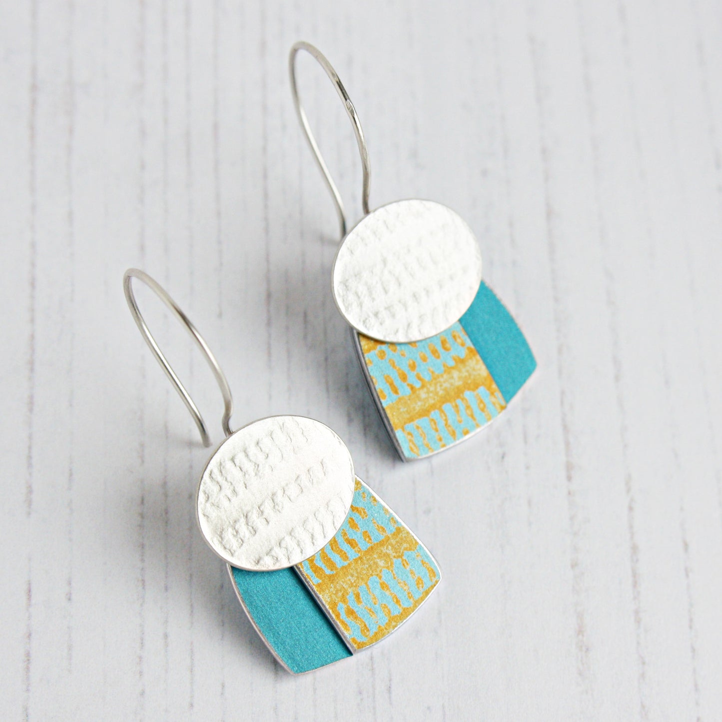 TX4 Silver Disc And Square Drop Earrings