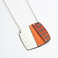TX8 Silver Square Necklace with Contrasting Riveted Double Layer of Colour
