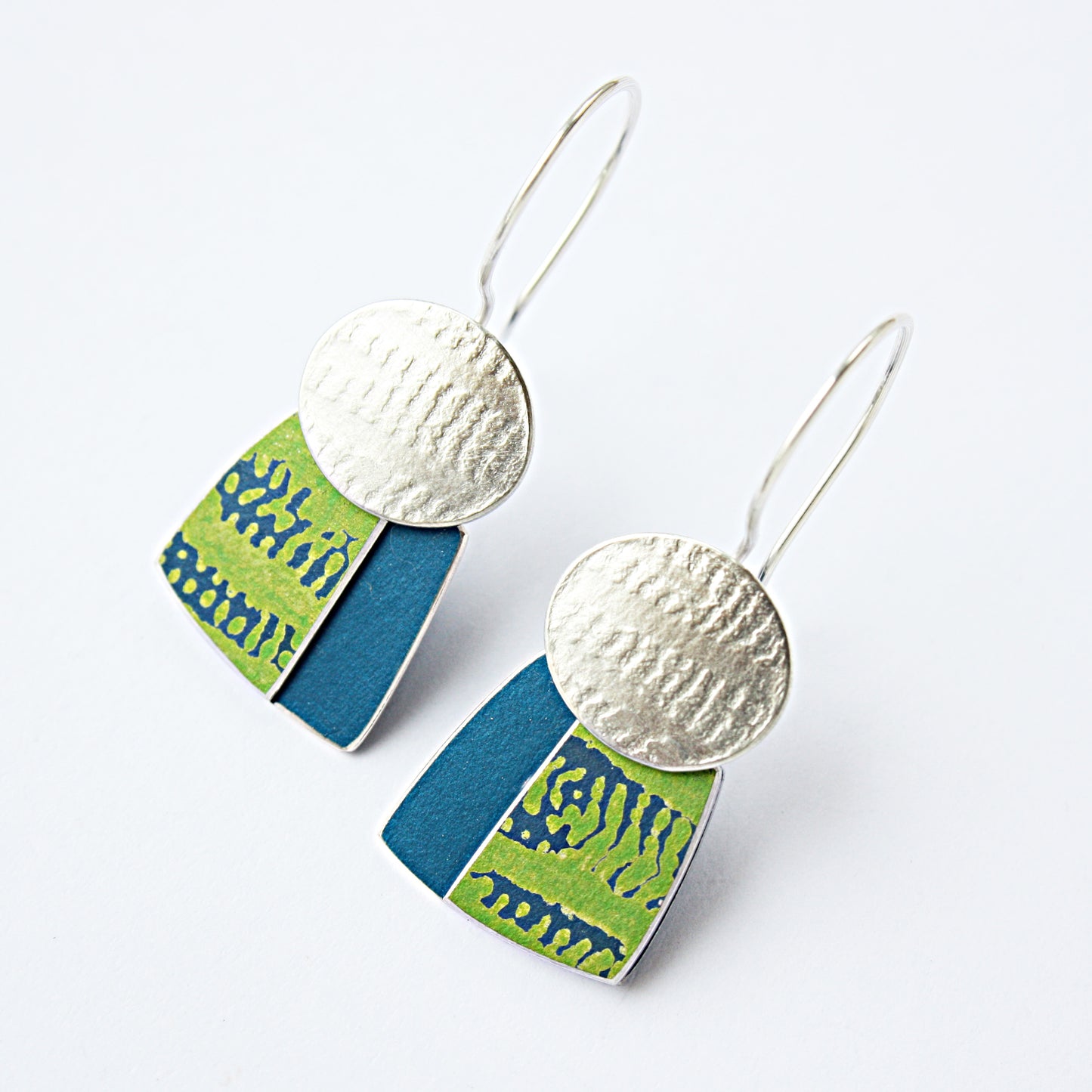 TX4 Silver Disc And Square Drop Earrings