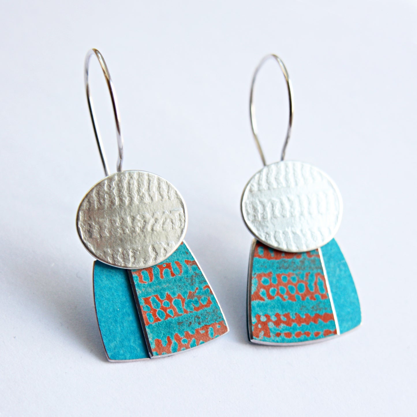 TX4 Silver Disc And Square Drop Earrings