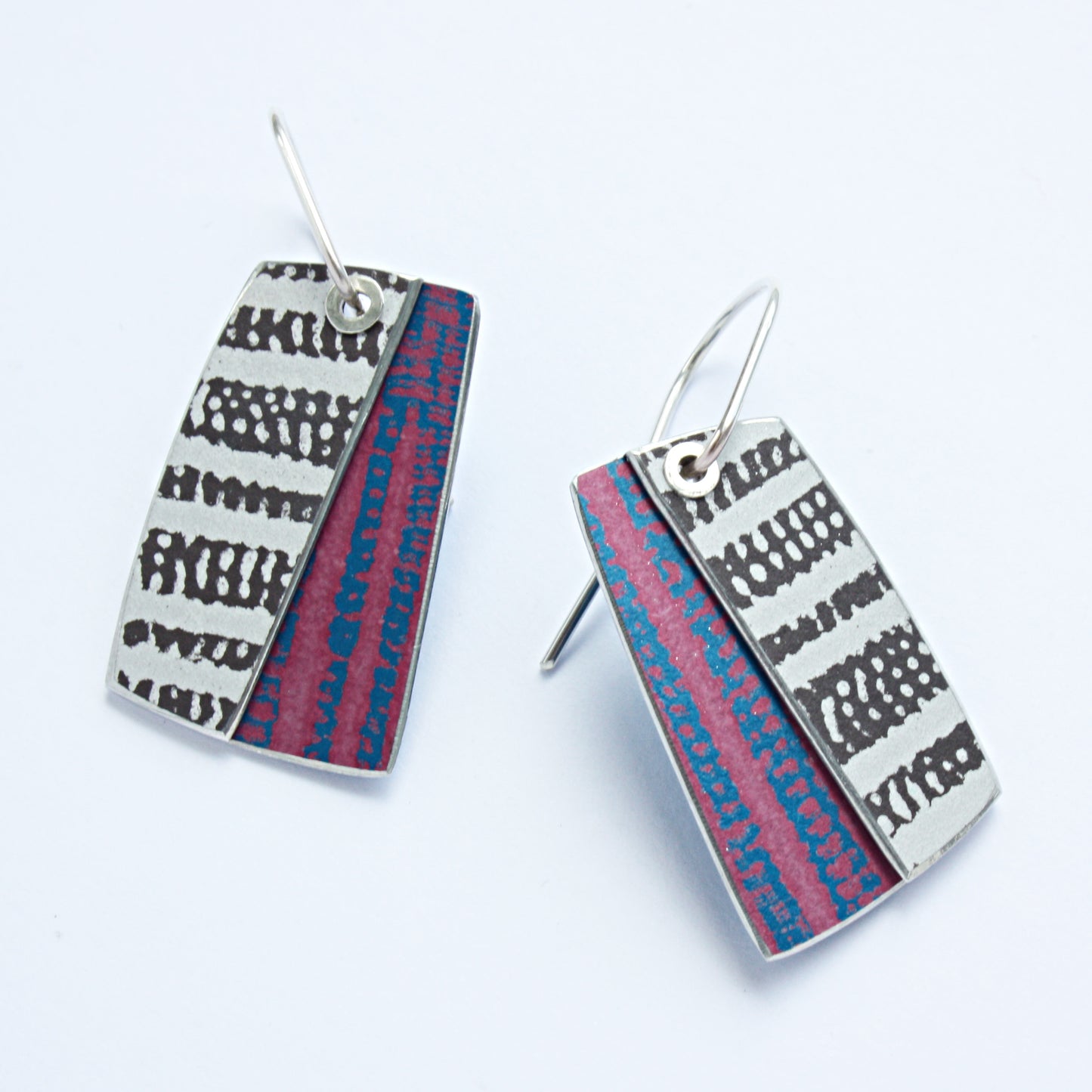 TX12 Double Layer Tube Riveted Rectangular Drop Earrings