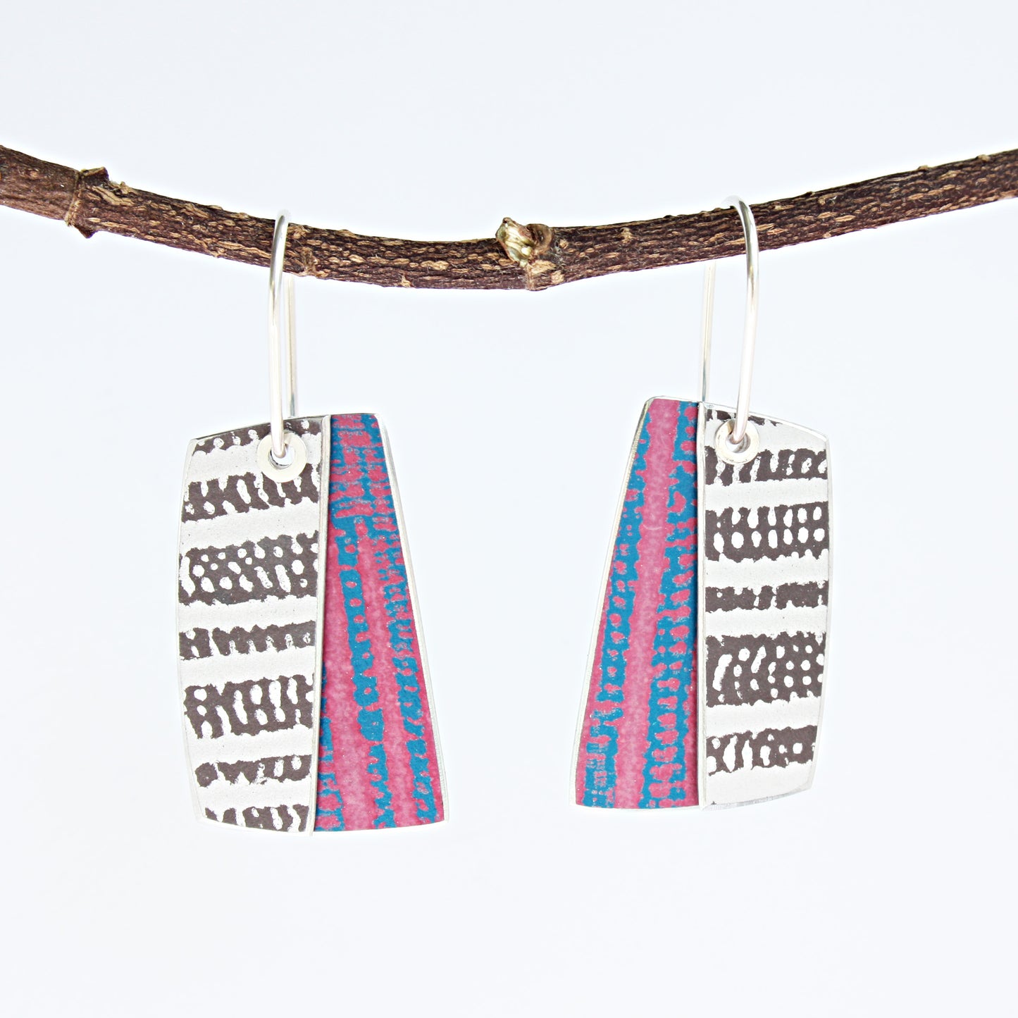 TX12 Double Layer Tube Riveted Rectangular Drop Earrings