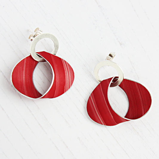 LP18 Silver Hoop Stud Earrings With Twisted Loop