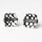 TS25 Square Stud Earrings With Silver Band